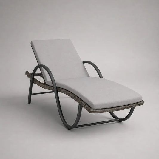 Schaukelliege aus PE-Rattan und pulverbeschichtetem Stahl mit Auflage, Hellgrau/Taupe/Anthrazit, 195 × 72 × 88 cm